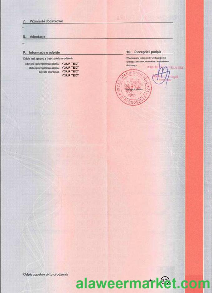 Poland marriage certificate PSD 2